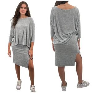 GAP Matching Skirt Set Comfy Jersey Oversized Top Below the Knee Skirt Gray XS/M